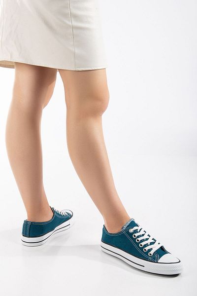 MİSSWEMODASHOES Petrol Green Unisex Linen Cnv Sports Shoes