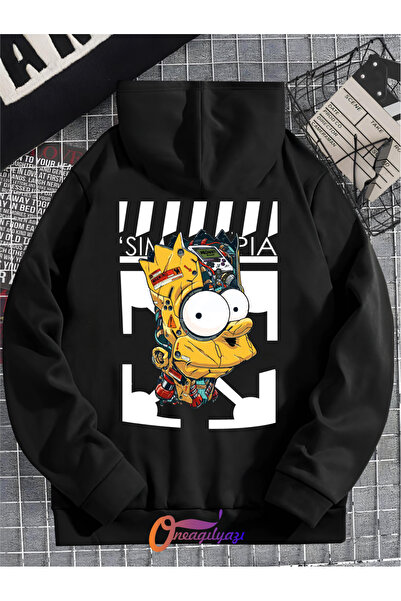 oneagılyazı سويت شيرت بقلنسوة كبير الحجم مطبوع عليه سيمبسون للجنسين