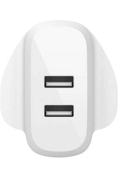 Belkin Boost Charge Dual USB-A Wall Charger 24W for iPhone 14, 13, 12, Galaxy S23, S22, Pixel & More