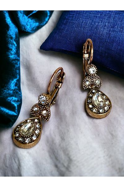 FAYRA ACCESSORIES Water Drop Dangle Crystal Stone Small Earrings