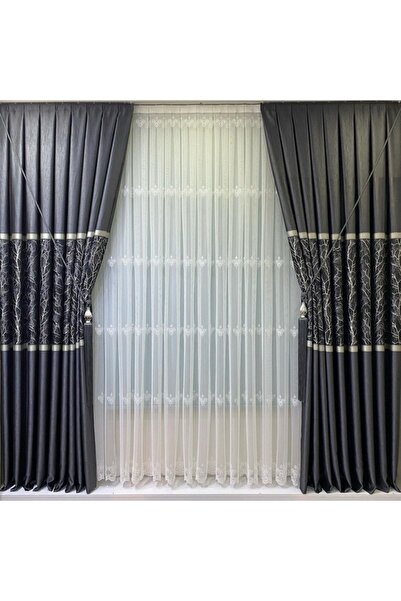 Emes Pano Fon Perde Antrasit Gümüş (Tek Kanat)