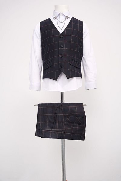 Micio Navy Blue Boy's Vest and Pants Set