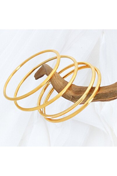 ELMATOLYE سوار Ajda من الفولاذ المقاوم للتشويه - مجموعة مكونة من 3 أساور مطابقة، هدية ذهبية اللون