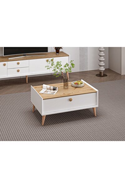 Minar Mitra Orta Sehpa - Beyaz/Artisan