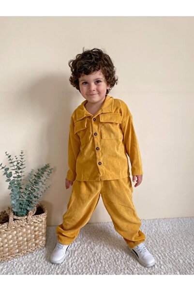 MiaBaby بدلة سترة مزدوجة مضلعة للجنسين