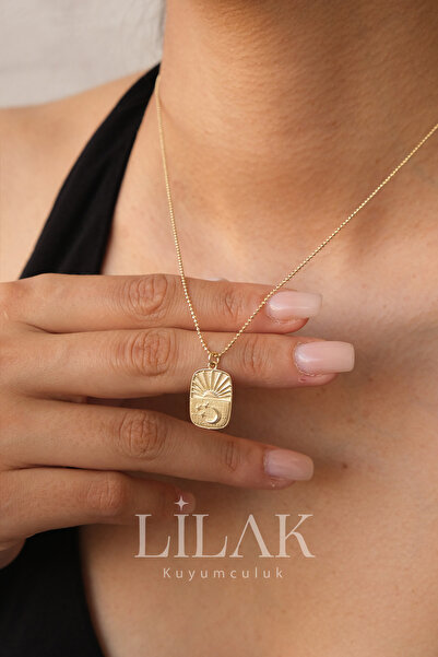 LİLAK KUYUMCULUK 14 Ayar Altın Golf Zincirli Gece Gündüz Madalyon Kolye