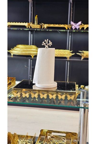 farklı evim Marble Roller - Towel Holder Set