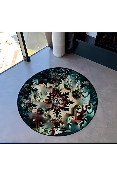 Rugs Modern Halı Antique Design Series Round Multicolored Woven Base Carpet A...