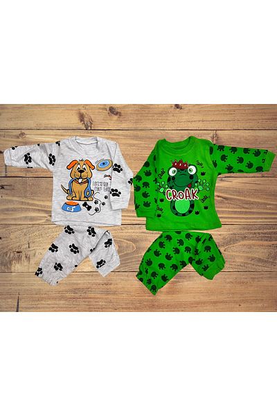 Mıstık Bebe 2-Piece Printed Combed Cotton Baby Set - Top and Bottom Set