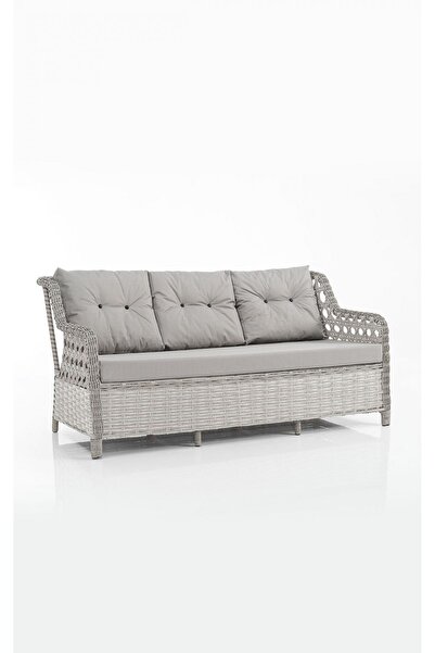 Evdemo Eren Rattan Puflu Bahçe Balkon Takımı 3+1+1 Gri