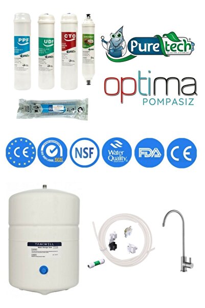 puretech Optima Pompasız Kapalı Kasa Tezgah Altı Su Arıtma Cihazı - Siyah