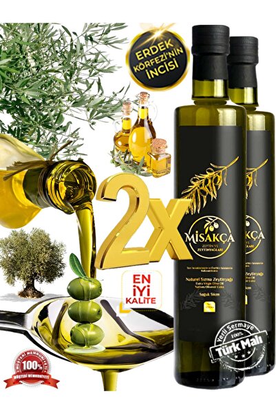 Misakça Zeytin ve Zeytinyağları Natürel Sızma Soğuk Sıkım Zeytinyağı 750 Ml. X 2 Adet