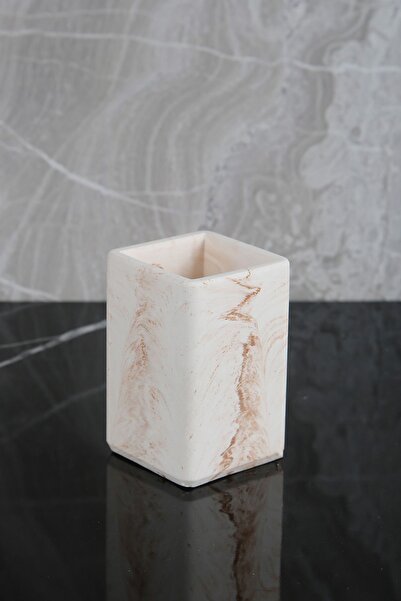 betonmall Mermer Desenli Beton Diş Fırçalık