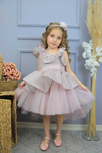 MİSS RAİN One-shoulder Double-layered Flower Detailed Girl's Evening Dress - ...