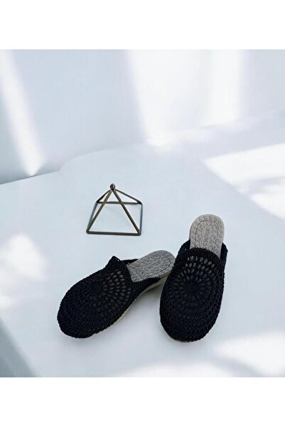 MODA SENİ Μαύρες δαντελένιες γυναικείες παντόφλες - για καθημερινές και διακοπές, θαλάσσιες και δεσμίδες καλεσμένων