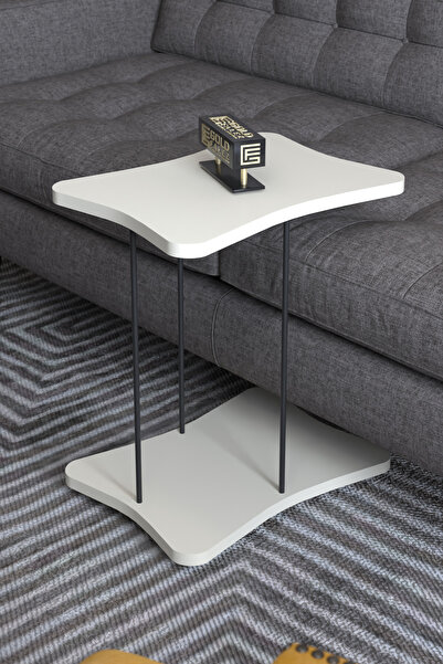 GOLDFALEZ Yan Sehpa Tekerlekli Servis Sehpası Hnd Beyaz