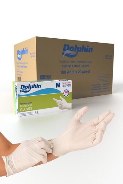 Dolpin DOLPHİN LATEKS PUDRALI ELDİVEN 1 KOLİ(20 PAKET) (M)