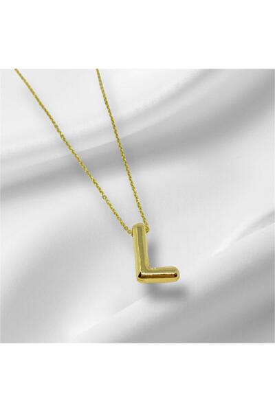 HerşeyVarBurda Gold Colored 3D Letter Balloon Necklace