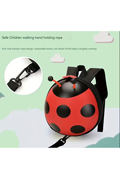 SYNOPE Bag-Shaped Zippered Ladybug Parent-Controlled Child Anti-Loss Rope Rope Safety Belt