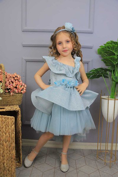 MİSS RAİN Rochie de seară pentru fete, cu un singur umăr, cu volan floral