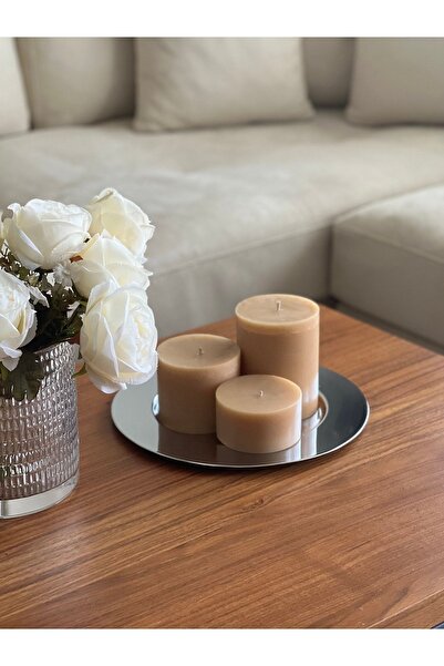 Luz&Brillante Büyük 3’lü Silindir Mum, Kokulu Dekoratif Blok Mum