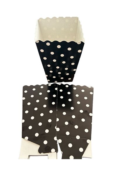 partideyince 8-Piece Black Polka Dot Mizir and Popkorn Box - Special Day