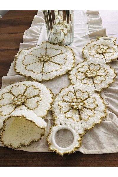 ONTİC Bath Washcloth, Dowry, Gift Plump Bowknot Glitter Flower Pattern Triple Set Bathroom Washcloth
