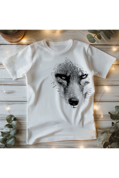 Crea Eymer Wear Преміум біла футболка - 100% бавовна, принт з зображенням вовка