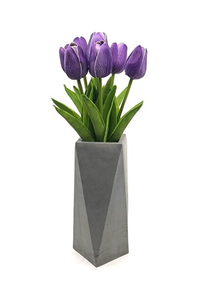 betonmall El Yapımı Beton Vazo Dekoratif Saksı Aksesuar Çiçeklik 20x7 Cm