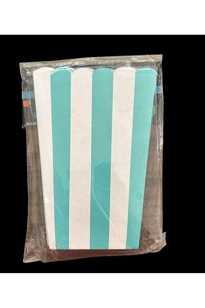 partideyince Blue and White Striped Special Day Popcorn Corn Box