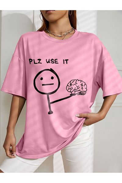 PENTHİLUS please use your brain printed T-shirt plus size