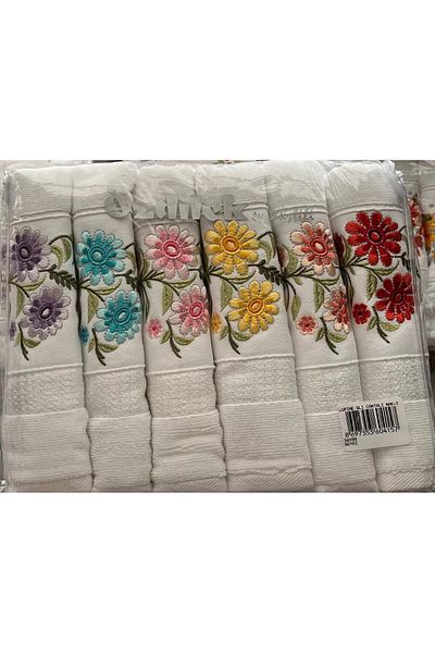 Özdilek Lupine 6-Piece Embroidered Towel Set with Bag