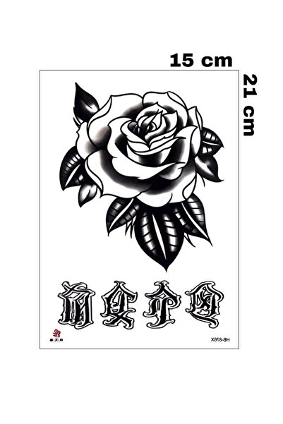 Mecit Tuhafiye BÜYÜK GÜL VE YAZI KOL BACAK VUCUT İÇİN GEÇİCİ DÖVME