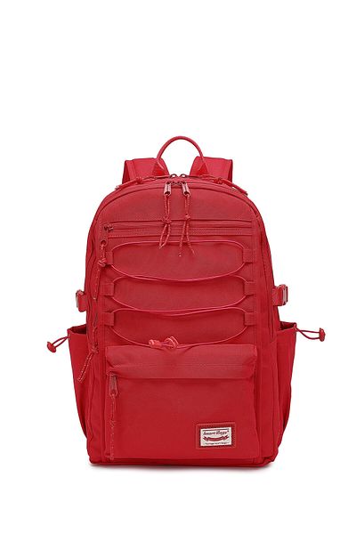 Getcho Hasharya Red Women's Backpack Large Volume Waterproof Multi-Compartment School Bag with Laptop Compartment