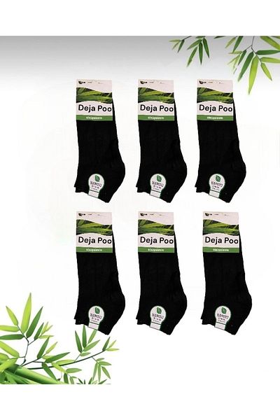 deja poo 6 чифта мъжки черни бамбукови обувки и къси чорапи