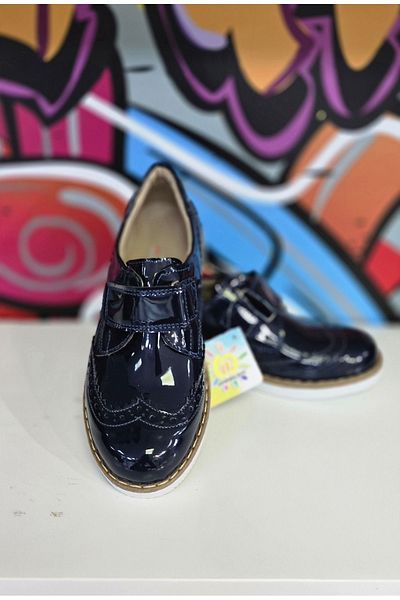 patik ayakkabı Patent Leather Dark Blue - Oçük SHOES