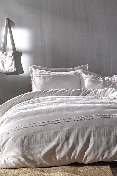 Doqu Home طقم غطاء لحاف فردي رمادي فاتح - كارلا