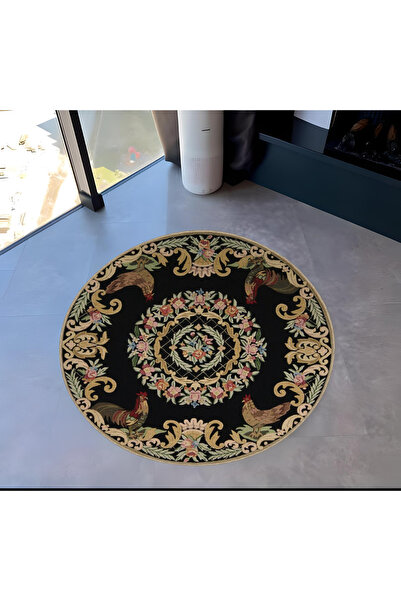 Rugs Modern Halı Antique Design Series Round Rooster Detailed Woven Area Rug ...
