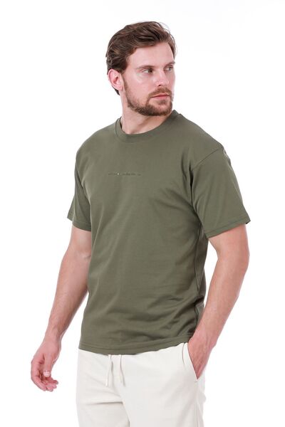 WERRONİ Men's Oversize Printed Khaki T-Shirt