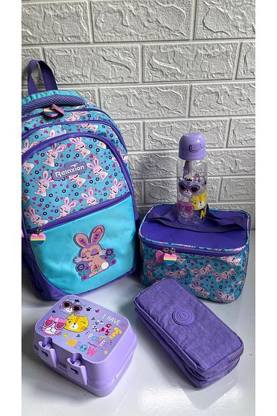 RKY SERENITY Relaxion Set of 5 - Rabbit Figured Backpack and Lunchbox, Pen Holder and Sabot Container