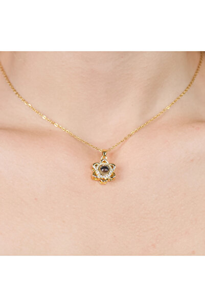 Ladues ALTIN KAPLAMA 100 DİLDE SENİ SEVİYORUM KOLYE