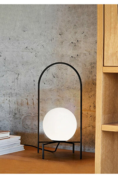 HOMİNG Black Metal Glass Homeing Moon Lampshade Table Lamp