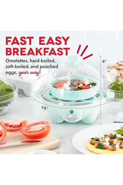 Dash Rapid Egg Cooker: 6 Egg Capacity, for Boiled, Poached, Scrambled or Omelettes, Auto Shut Off, Aqua