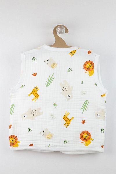 Bondilolly 100% Cotton Snap-On Muslin White Baby Vest