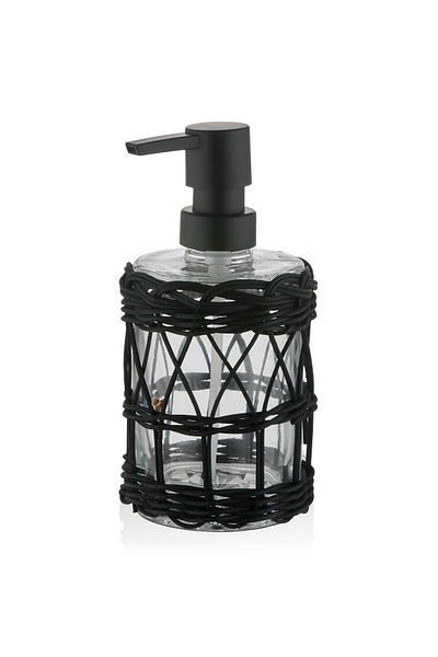 The Mia Δοχείο υγρού σαπουνιού Rattan Μαύρο 330 ml