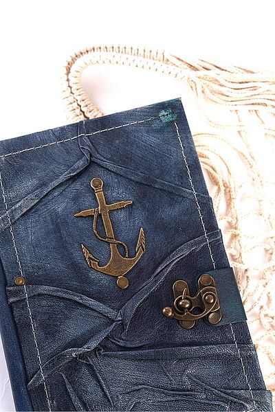 GUETTA Handmade Genuine Leather Daily Scrapbook Shamua Paper Anchor