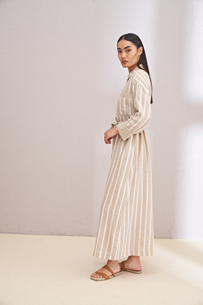 Kuaybe Gider Beige Striped LUCINE DRESS 2142
