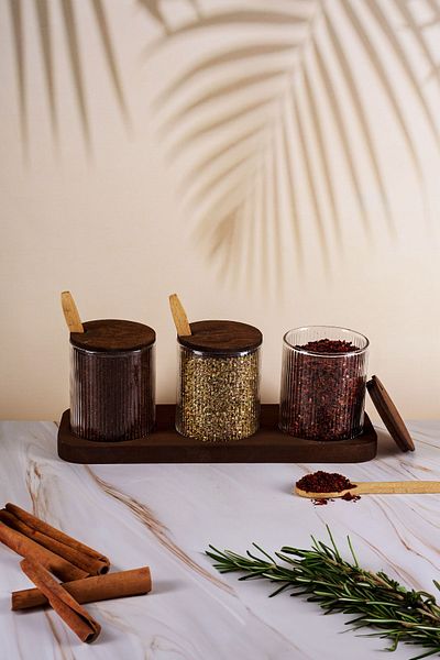 Fhilli Paris 3-Piece Gift Spoon and Label Set - Glass Spice Bowl