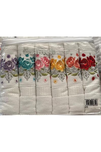 Özdilek Set prosoape brodate Lupine 6 piese cu geantă