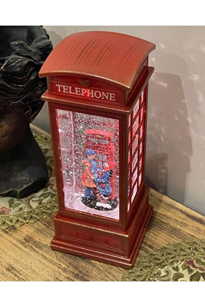 Sarego Telefon Kulübesi Kar Küresi Mega Boy Müzik Işık Usb'li Kış Masalı Pro Plus Model Dekoratif Hediyelik